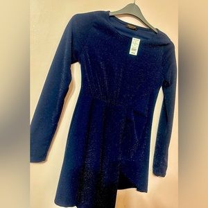 GLITTER LS UNEVEN HEM TOP